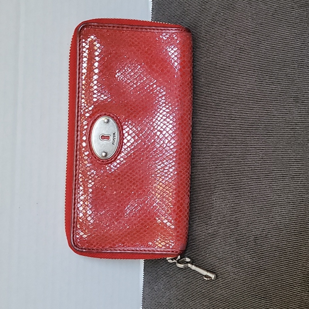Fossil Red Zip Around Wallet - image 1